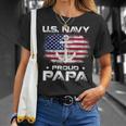 Us Navy Proud Papa With American Flag Veteran T-Shirt Gifts for Her