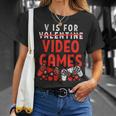 V Is For Video Games Valentine Gamer Valentines Day Boy T-Shirt Gifts for Her