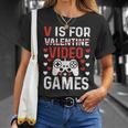 V Is For Video Games Valentines Day Video Gamer Boy Men T-Shirt Gifts for Her