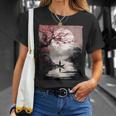 Vintage Cherry Blossom And Fishing Woodblock Japanese T-Shirt Gifts for Her
