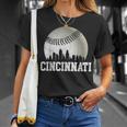 Vintage Cincinnati Skyline City Baseball Met At Gameday T-Shirt Gifts for Her