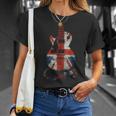 Vintage Guitar British Jack Union Flag Rock Guitarist T-Shirt Gifts for Her