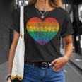 Vintage Rainbow Flag Colored Heart Lgbtq Lesbian Gay Pride T-Shirt Gifts for Her