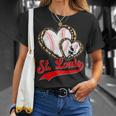 Vintage St Louis Baseball Leopard Heart Baseball Fans T-Shirt Gifts for Her