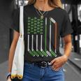 Vintage St Patrick Day Ice Hockey American Flag Saint Pattys T-Shirt Gifts for Her