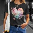 Watercolor Heart Valentine's Day Vintage Graphic Valentine T-Shirt Gifts for Her