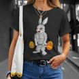 Weightlifting Fitness Gym Happy Easter Bunny Lifting Eggs T-Shirt Gifts for Her