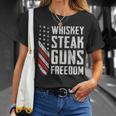 Whiskey Steak Guns Freedom Gun Bbq Drinking -On Back T-Shirt Gifts for Her