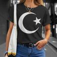 White Symbol Of Islam Crescent Moon And Star T-Shirt Gifts for Her