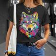 Wolf Gay Pride Lgbt Rainbow Flag On Wolf Lgbtq T-Shirt Gifts for Her