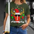 Christmas Football Santa Hat Sports Xmas Team Lovers Holiday T-Shirt Gifts for Her