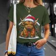 Highland Cow Santa Claus Hat Cute Xmas Cow Christmas Lover T-Shirt Gifts for Her