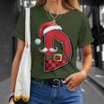 Letter D Initial Name Plaid Santa Hat Christmas T-Shirt Gifts for Her
