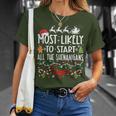 Most Likely To Start All The Shenanigans Family Christmas T-Shirt Gifts for Her