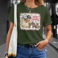 Merry Christmas Y'all Leopard Western Santa Cowboy Bleached T-Shirt Gifts for Her