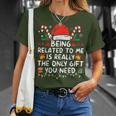 Being Related To Me Christmas Family Xmas Pajamas T-Shirt Gifts for Her