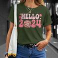 Year End Party Merry Christmas Happy New Year Hello 2024 T-Shirt Gifts for Her