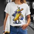 Banana Playing Baseball Fruit Lover Baseball Player T-Shirt Gifts for Her