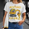 Children's Achtung Ich Bin 2 Jahre Alt 2Nd Birthday Digger Rhino T-Shirt Geschenke für Sie