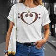 Double Bass Clef Heart Musical Notes Music Lover Bassist T-Shirt Gifts for Her