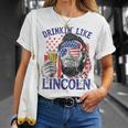 Drinking Like Lincoln 4Th Of July Abraham Abe American Flag T-Shirt Gifts for Her
