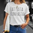 Eat Pasta Run Fasta Spaghetti Noodle Pasta White T-Shirt Geschenke für Sie