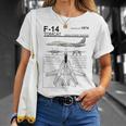 F-14 Tomcat Navy Fighter Jet Diagram Graphic T-Shirt Gifts for Her