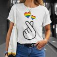 Gay Pride Month Human Lgbtq Korean Finger Heart K-Pop Love T-Shirt Gifts for Her