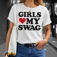 Girls Heart My Swag Girls Love My Swag Valentine's Day Heart T-Shirt Gifts for Her