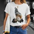 Lobo Aulla Montañas Naturaleza Animal Arte Animal Amantes Lobo Camiseta unisex Regalos para ella