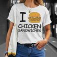 I Love Chicken Sandwich Spicy Nashville Crispy Tender Pickle T-Shirt Gifts for Her