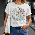 Meowica Cat Riding Unicorn Usa Flag 4Th Of July Patriotic T-Shirt Gifts for Her