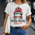 Messy Bun Medical Records Off Duty Sunglasses Beach Sunset T-Shirt Gifts for Her