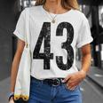 Number 43 Distressed Vintage Sport Team Practice Training T-Shirt Gifts for Her