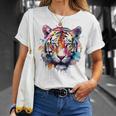 Obra De Arte De Tigre Colorido Animal Arte Tigre Camiseta unisex Regalos para ella