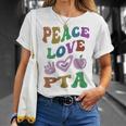 Peace Love Pta Retro Parent Teacher Association Groovy T-Shirt Gifts for Her