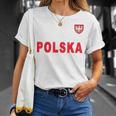 Polska De Texto Rojo Nacional Polaco Camiseta unisex Regalos para ella