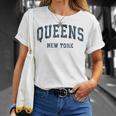 Queens New York Ny Vintage Varsity Sports Navy T-Shirt Gifts for Her