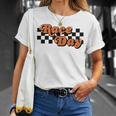 Race Day Checkered Flag Racing Driver Cheer Mama T-Shirt Gifts for Her