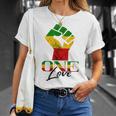 Rasta Reggae One Love Reggae Roots Handfist Reggae Flag T-Shirt Gifts for Her
