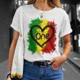 Reggae Heart One Love Rasta Reggae Music Jamaica Vacation T-Shirt Gifts for Her