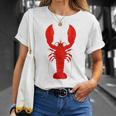 Rotes Hummer-Design Herren T-Shirt in Weiß, Lustiges Meeresfrüchte Tee Geschenke für Sie