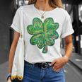 Shamrock Sequin Effect St Patrick's Day Four Leaf Clover T-Shirt Gifts for Her