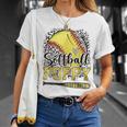 Softball Poppy Leopard Softball Pride T-Shirt Gifts for Her