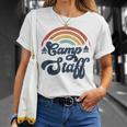 Summer Camp Counselor Staff Groovy Rainbow Camp Counselor T-Shirt Gifts for Her