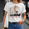 Vintage Toronto Cityscape Travel Theme With Baseball Graphic T-Shirt Gifts for Her