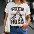 Vintage Wrestler Free Hugs Humor Wrestling Match T-Shirt Gifts for Her