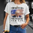 Wanted Donald Trump For President 2024 Trump Shot Flag T-Shirt Gifts for Her