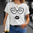 Women's Make-Up Cosmetics Lashes Eyebrows Black Cat Glasses T-Shirt Gifts for Her