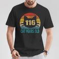 116 Cat Years Old Retro 25Th Birthday Cat Lovers T-Shirt Unique Gifts